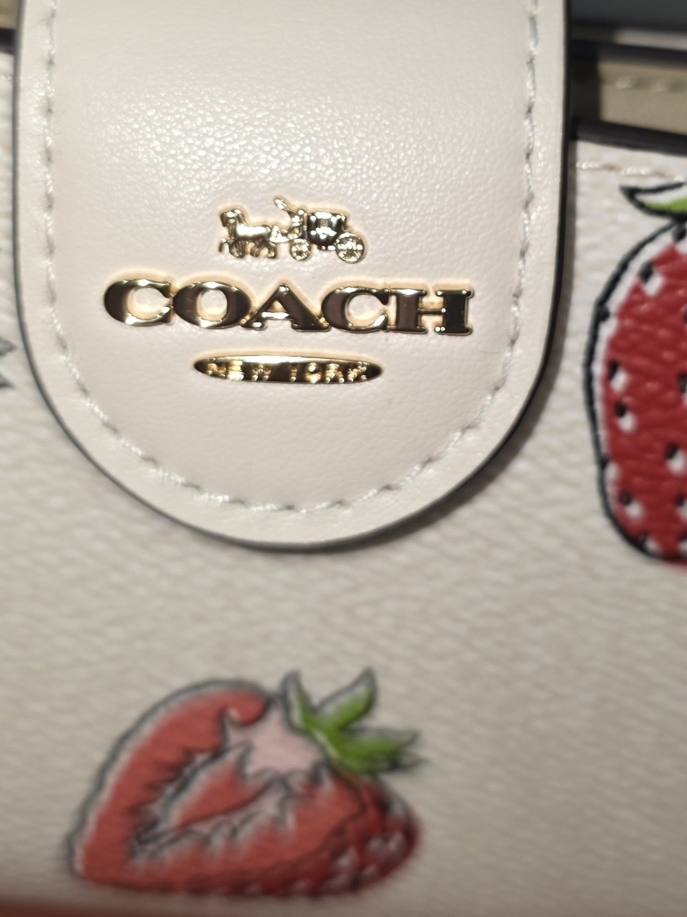 Coach White Strawberry Print Small Wallet - Picture 10 of 11